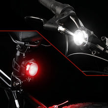 Load image into Gallery viewer, Ascher USB Rechargeable Bike Light Set,Super Bright Front Headlight and Rear LED Bicycle Light,650mah Lithium Battery,4 Light Mode Options(2 USB Cables and 4 Strap Included)
